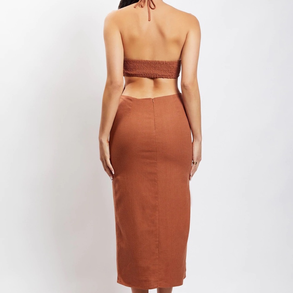Brand New Brown Linen Dress - Picture 6 of 7